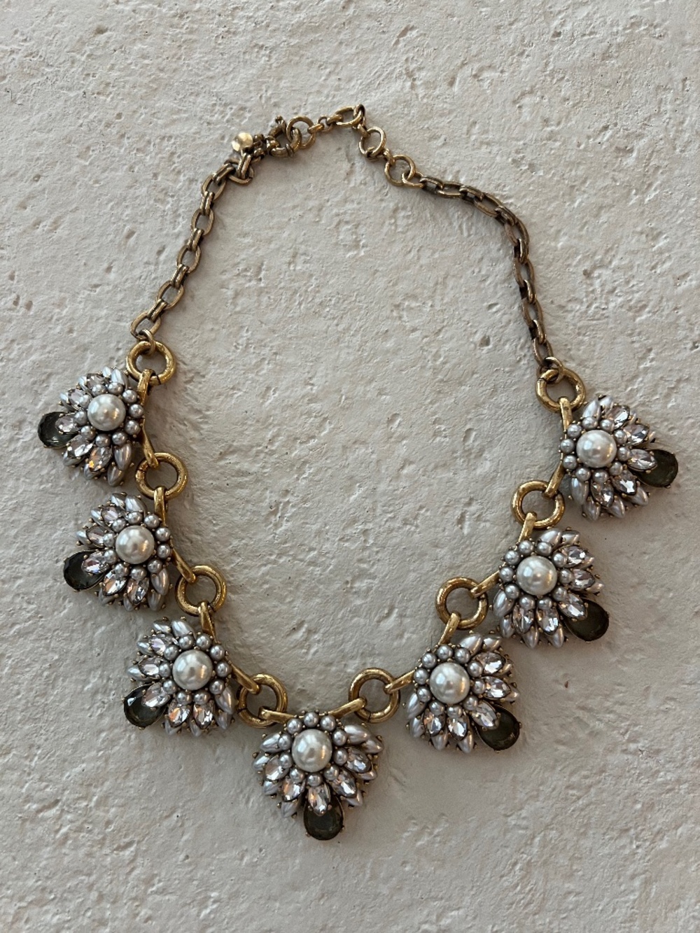 Vintage J Crew Faux Pearl and Rhinestone Necklace